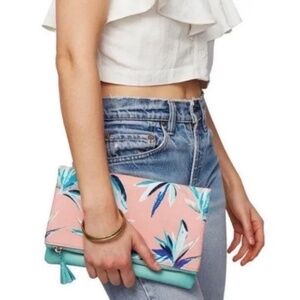 Rachel Pally | Paradise Palm Vegan Leather Tassel Tropical Reversible Clutch Bag